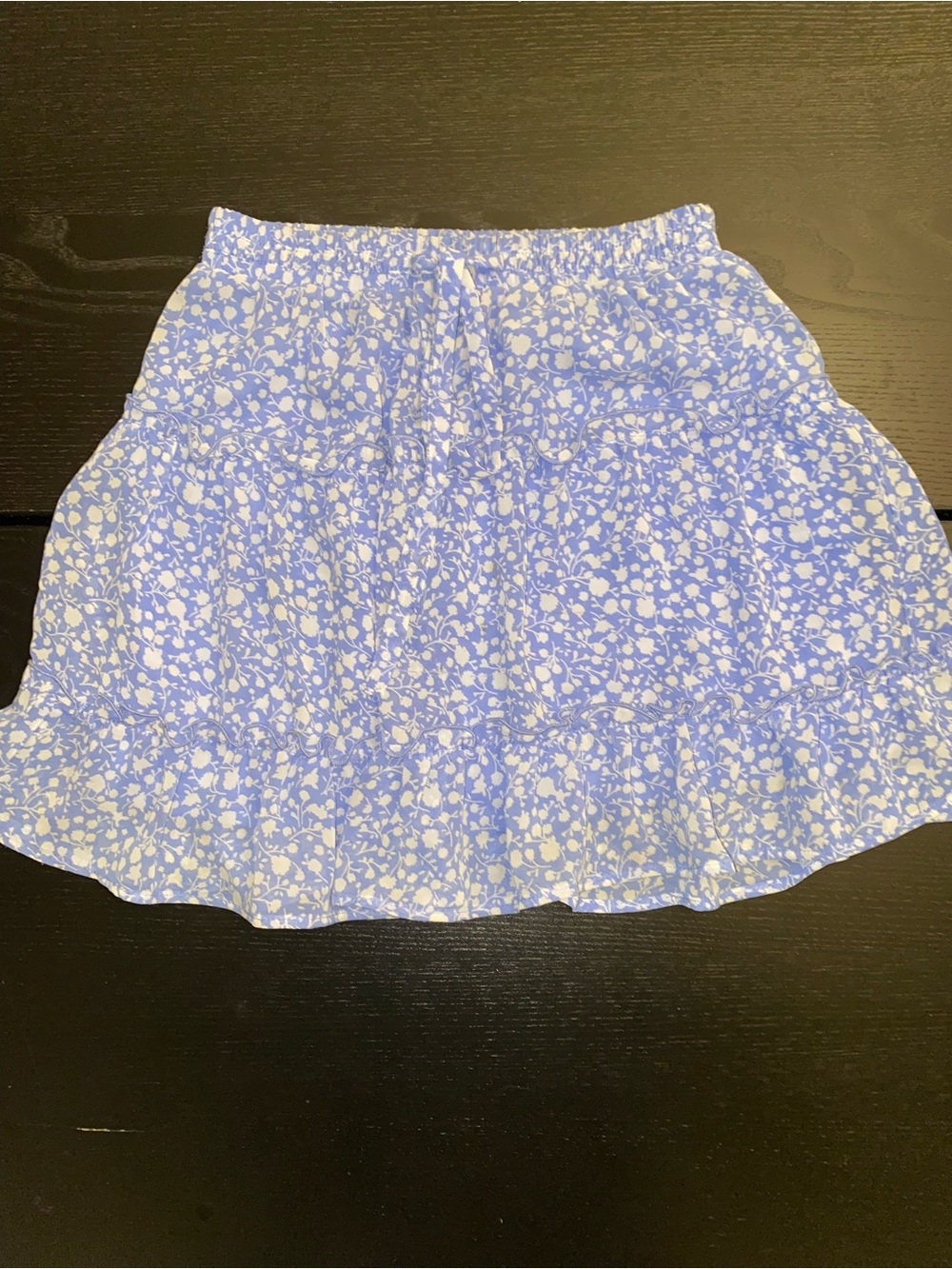 Sienna Sky Light Blue Floral Ruffled Skater Skirt